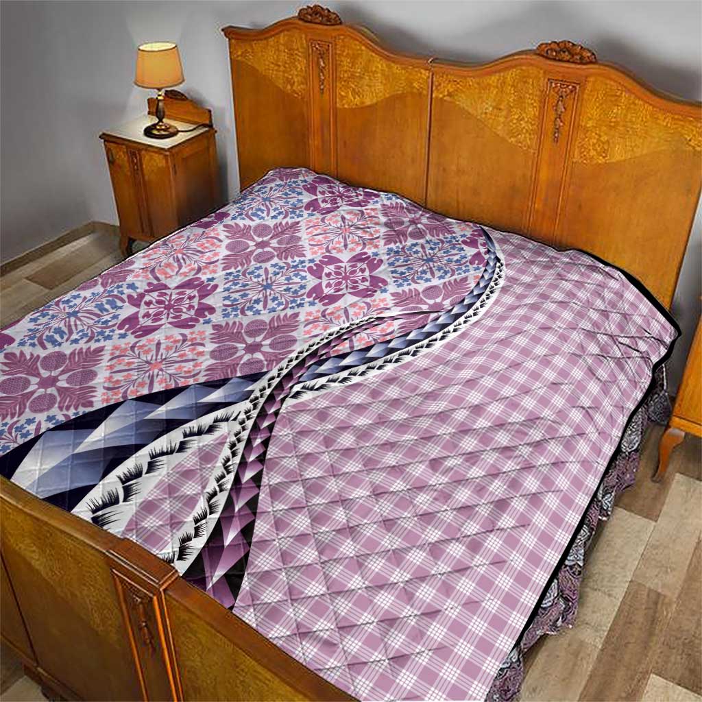 Aloha Vintage Palaka Floral Hawaiian Quilt Quilt Akala Motif - Polynesian Pride