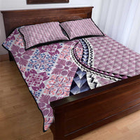 Aloha Vintage Palaka Floral Hawaiian Quilt Quilt Bed Set Akala Motif - Polynesian Pride