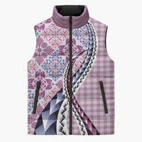 Aloha Vintage Palaka Floral Hawaiian Quilt Sleeveless Puffer Jacket Akala Motif - Polynesian Pride