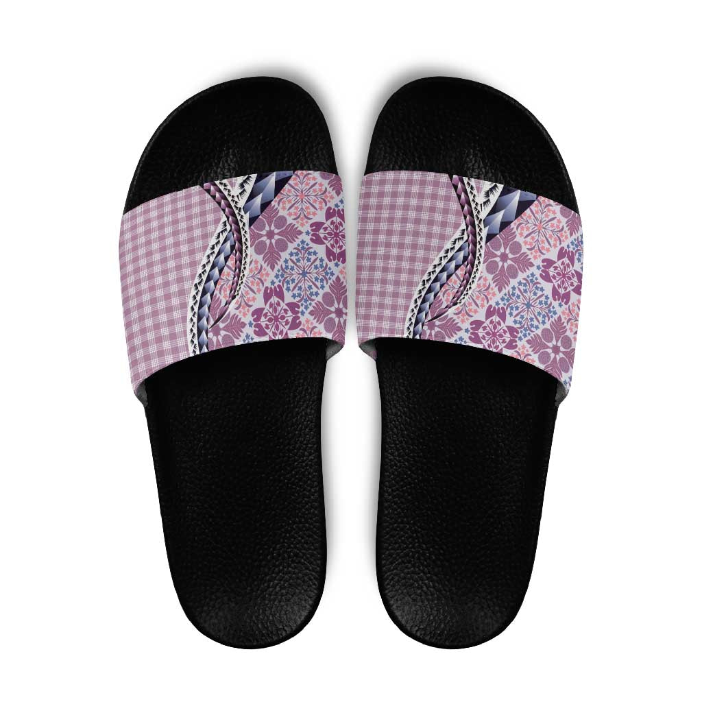 Aloha Vintage Palaka Floral Hawaiian Quilt Slide Sandals Akala Motif - Polynesian Pride
