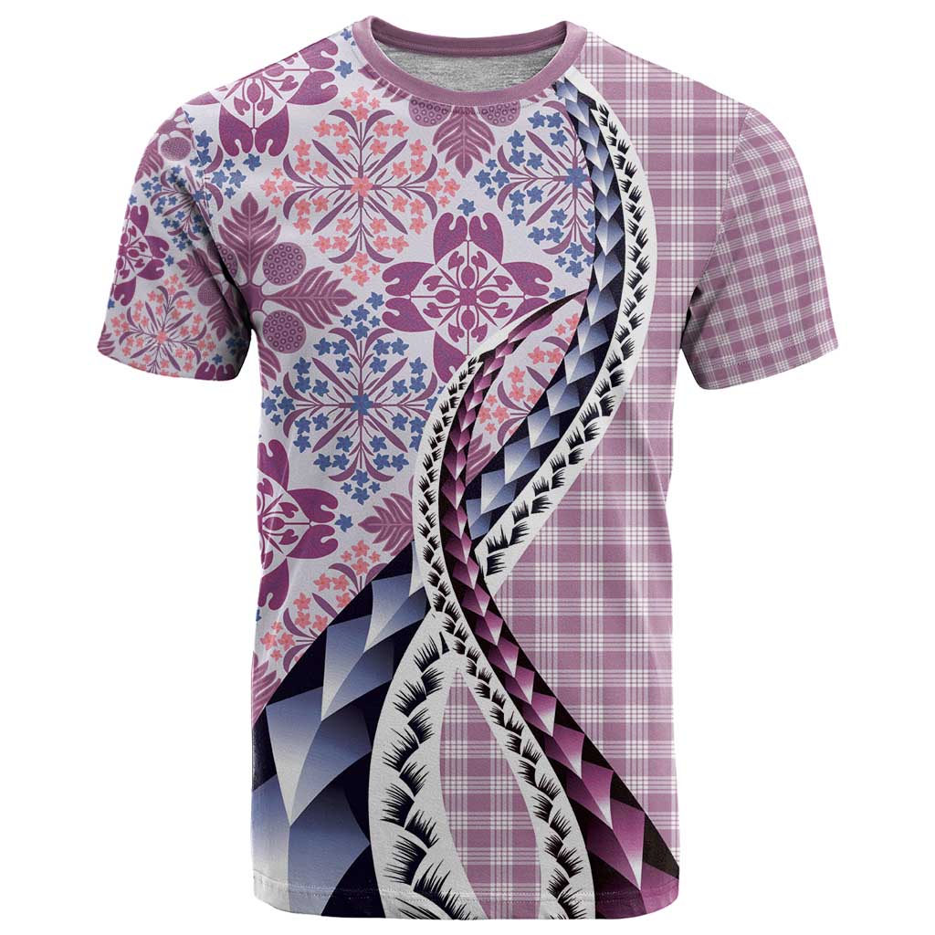 Aloha Vintage Palaka Floral Hawaiian Quilt T Shirt Akala Motif - Polynesian Pride