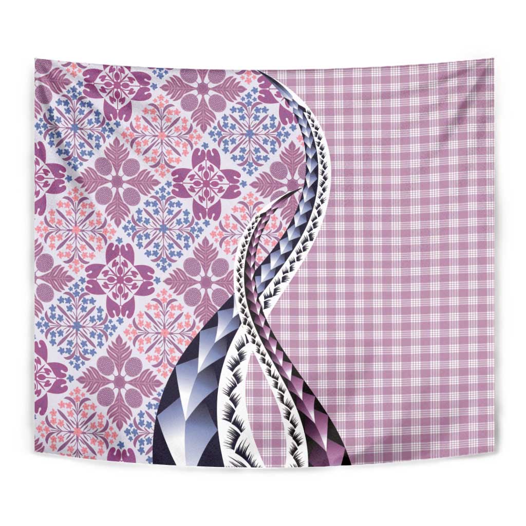 Aloha Vintage Palaka Floral Hawaiian Quilt Tapestry Akala Motif - Polynesian Pride