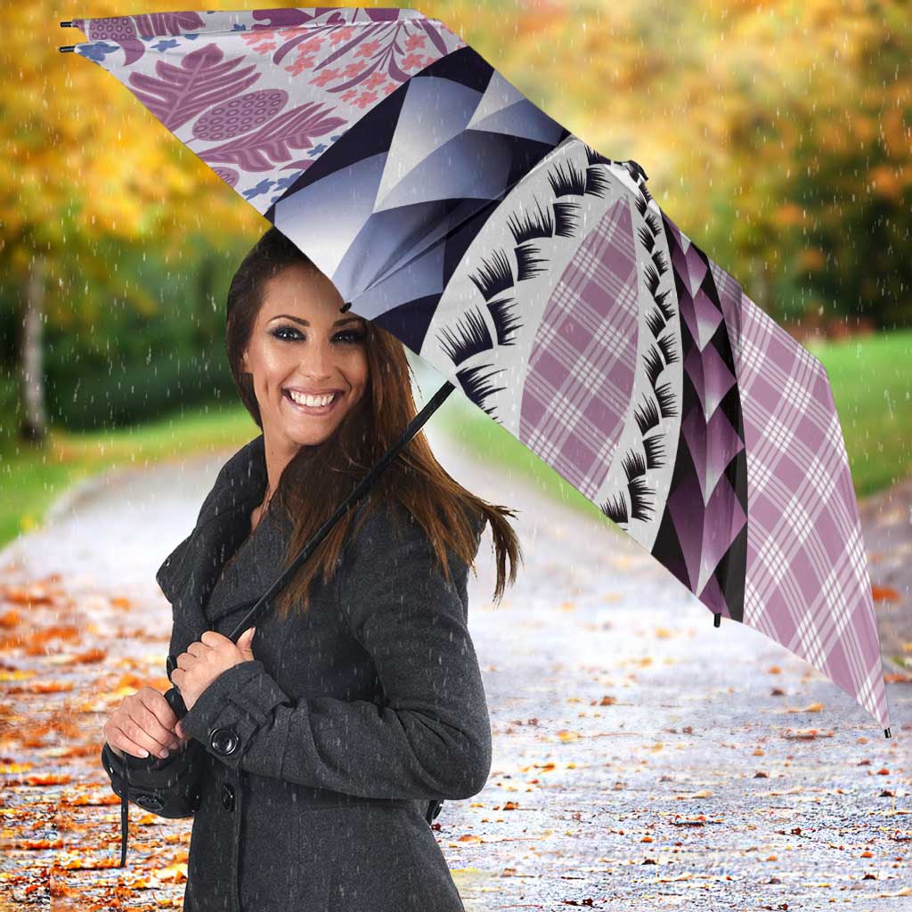 Aloha Vintage Palaka Floral Hawaiian Quilt Umbrella Akala Motif - Polynesian Pride