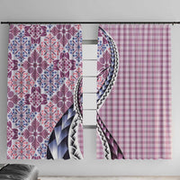 Aloha Vintage Palaka Floral Hawaiian Quilt Window Curtain Akala Motif - Polynesian Pride