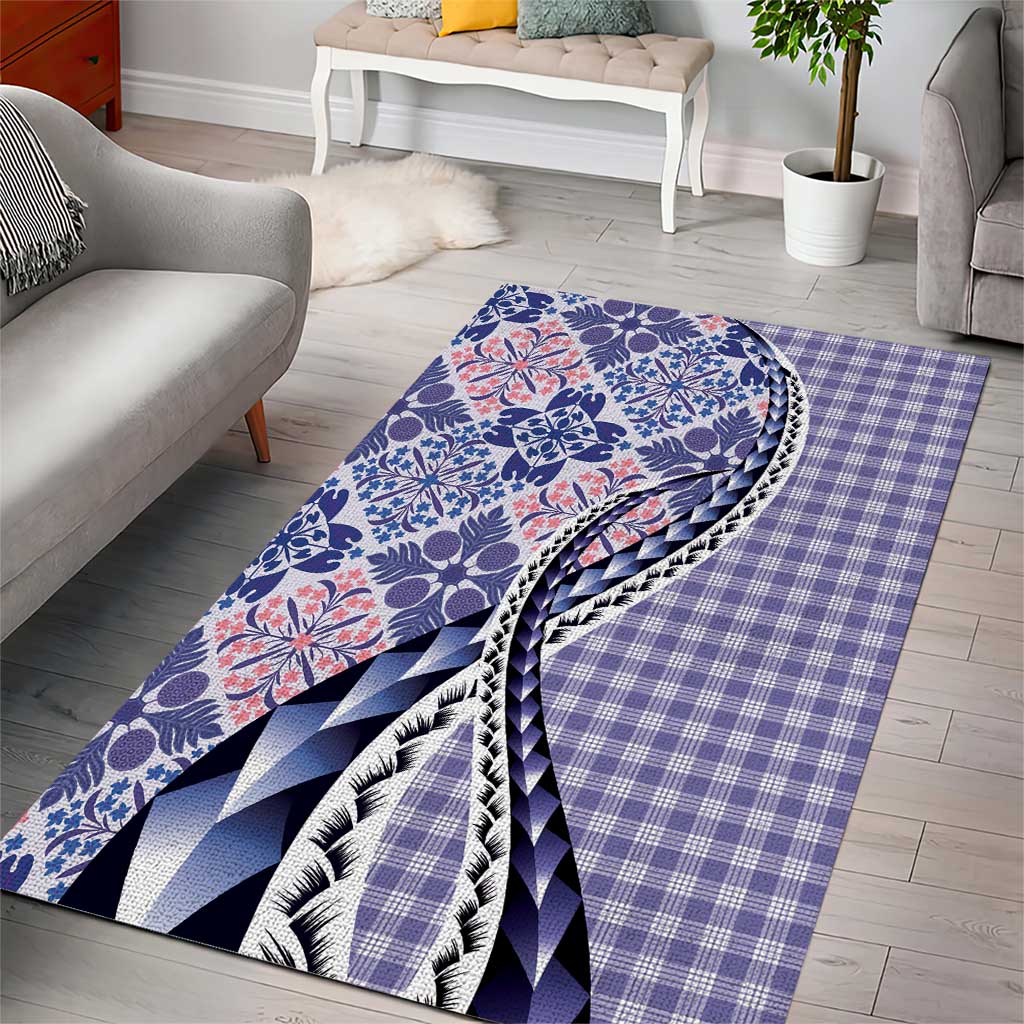 Aloha Vintage Palaka Floral Hawaiian Quilt Area Rug Poni Motif - Polynesian Pride