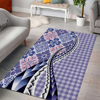 Aloha Vintage Palaka Floral Hawaiian Quilt Area Rug Poni Motif - Polynesian Pride