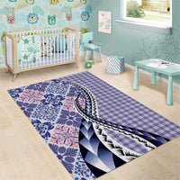 Aloha Vintage Palaka Floral Hawaiian Quilt Area Rug Poni Motif - Polynesian Pride