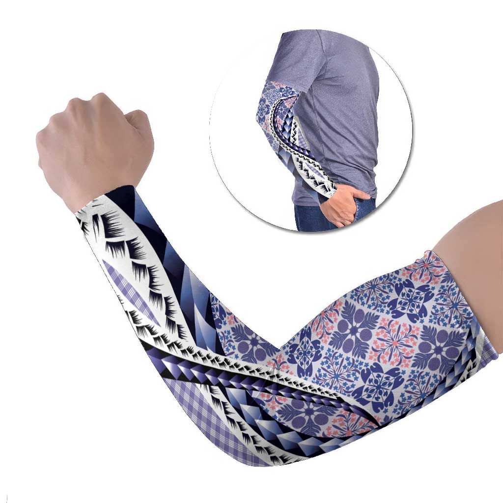 Aloha Vintage Palaka Floral Hawaiian Quilt Arm Sleeves Poni Motif - Polynesian Pride