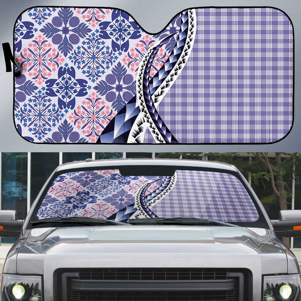 Aloha Vintage Palaka Floral Hawaiian Quilt Auto Sun Shade Poni Motif - Polynesian Pride