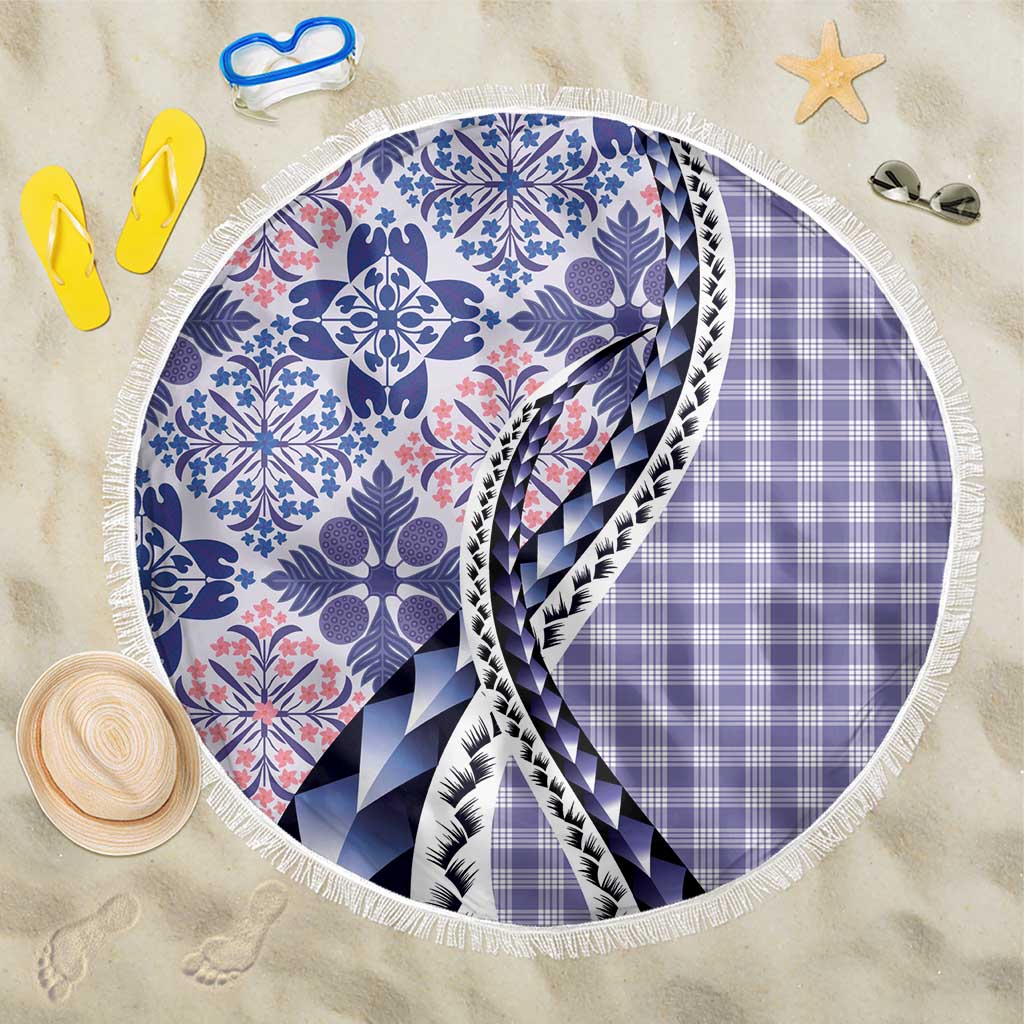 Aloha Vintage Palaka Floral Hawaiian Quilt Beach Blanket Poni Motif - Polynesian Pride