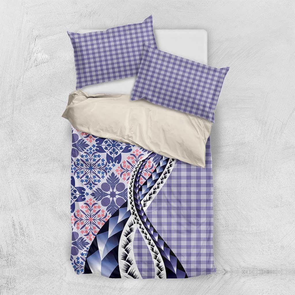 Aloha Vintage Palaka Floral Hawaiian Quilt Bedding Set Poni Motif - Polynesian Pride