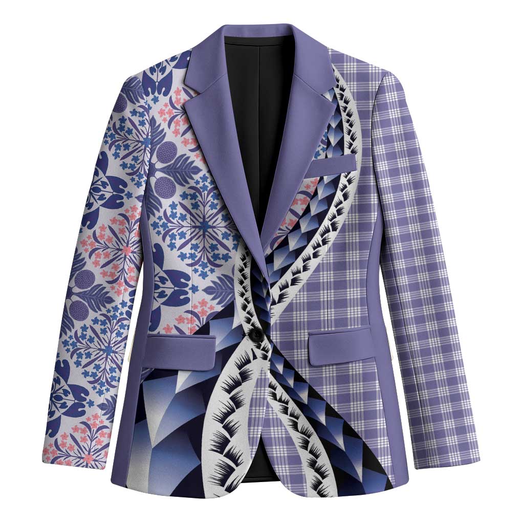 Aloha Vintage Palaka Floral Hawaiian Quilt Blazer Poni Motif - Polynesian Pride