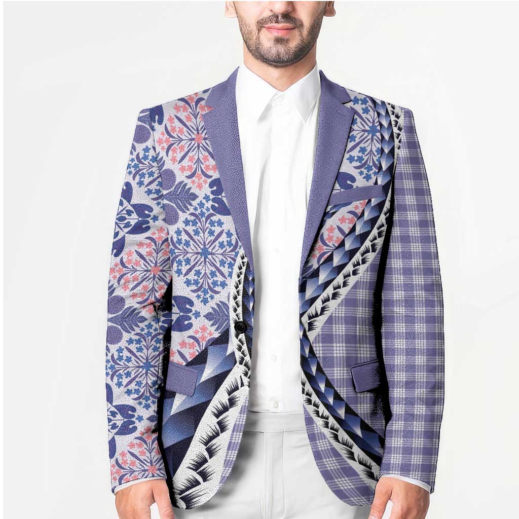 Aloha Vintage Palaka Floral Hawaiian Quilt Blazer Poni Motif - Polynesian Pride