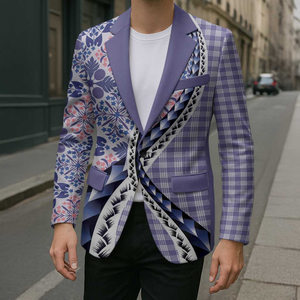 Aloha Vintage Palaka Floral Hawaiian Quilt Blazer Poni Motif - Polynesian Pride