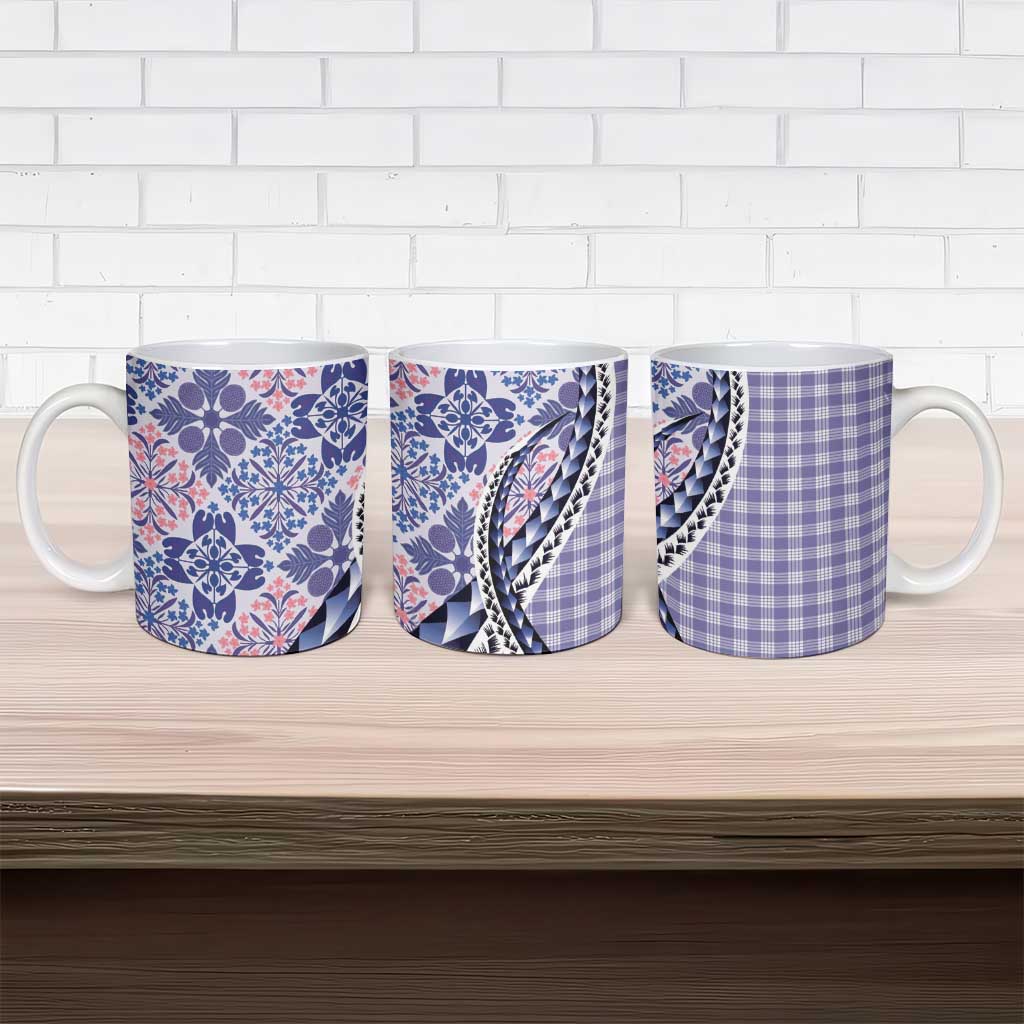 Aloha Vintage Palaka Floral Hawaiian Quilt Ceramic Mug Poni Motif - Polynesian Pride