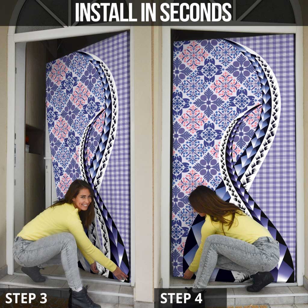 Aloha Vintage Palaka Floral Hawaiian Quilt Door Cover Poni Motif - Polynesian Pride