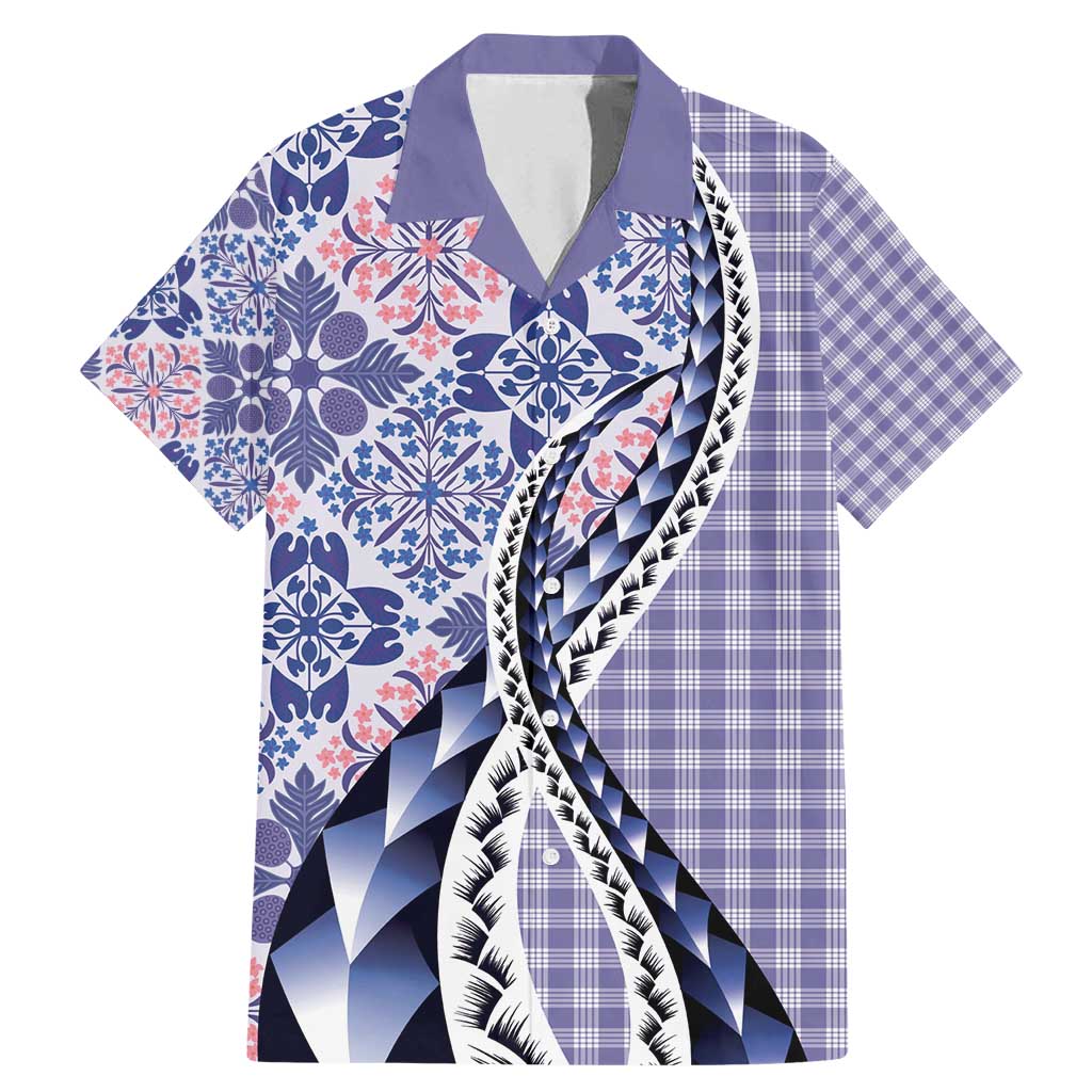 Aloha Vintage Palaka Floral Hawaiian Quilt Family Matching Mermaid Dress and Hawaiian Shirt Poni Motif - Polynesian Pride