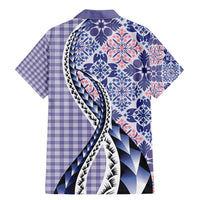 Aloha Vintage Palaka Floral Hawaiian Quilt Family Matching Mermaid Dress and Hawaiian Shirt Poni Motif - Polynesian Pride