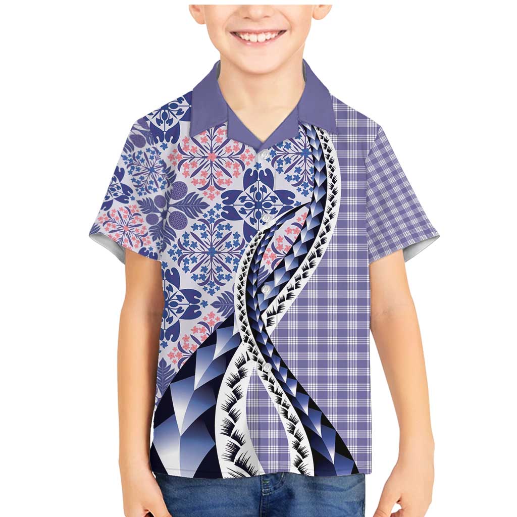 Aloha Vintage Palaka Floral Hawaiian Quilt Family Matching Mermaid Dress and Hawaiian Shirt Poni Motif - Polynesian Pride