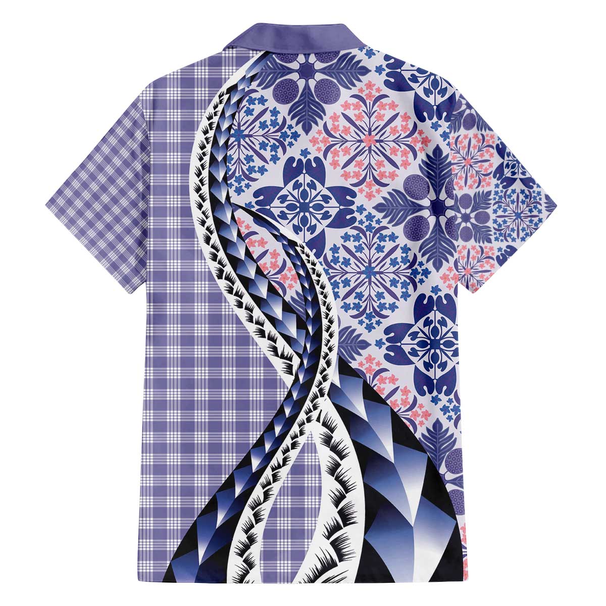 Aloha Vintage Palaka Floral Hawaiian Quilt Family Matching Off The Shoulder Long Sleeve Dress and Hawaiian Shirt Poni Motif - Polynesian Pride