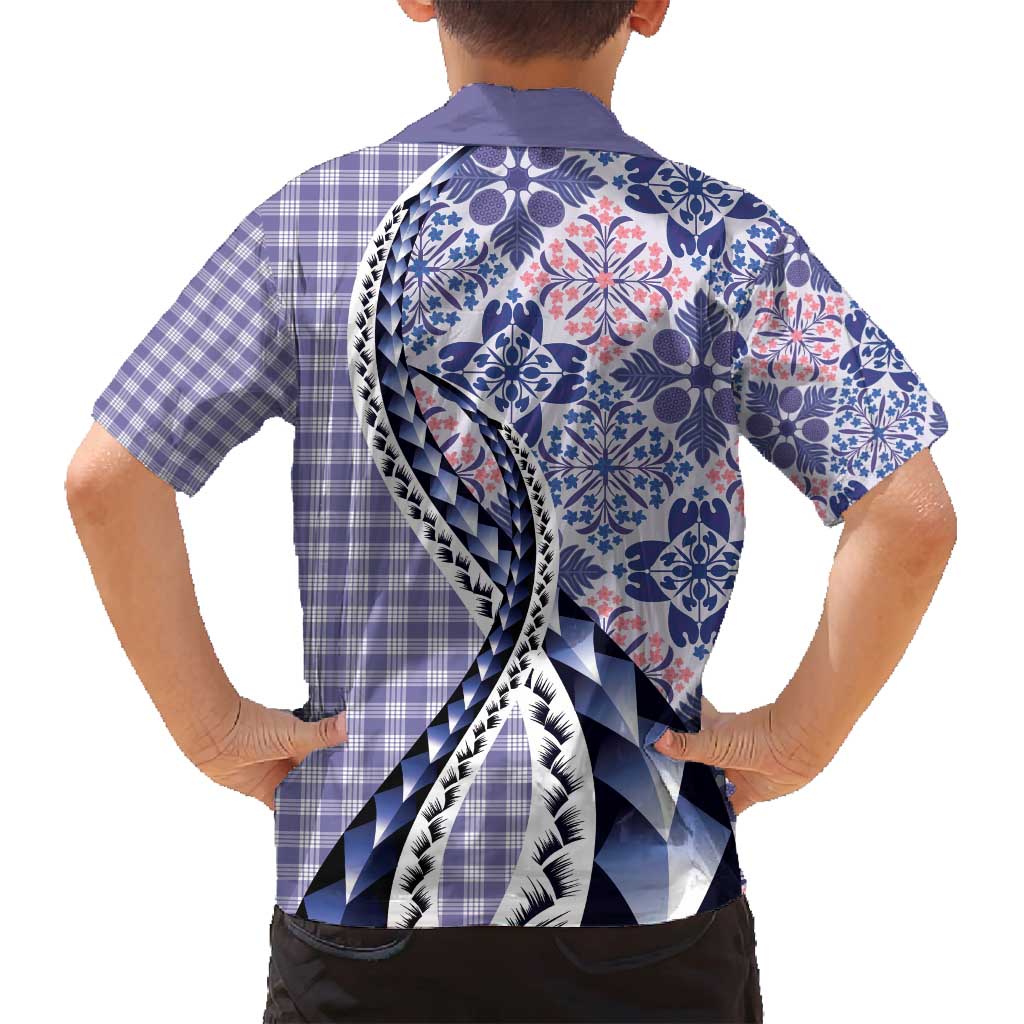 Aloha Vintage Palaka Floral Hawaiian Quilt Family Matching Tank Maxi Dress and Hawaiian Shirt Poni Motif - Polynesian Pride