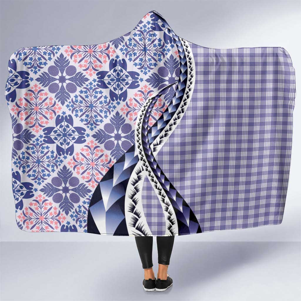 Aloha Vintage Palaka Floral Hawaiian Quilt Hooded Blanket Poni Motif - Polynesian Pride