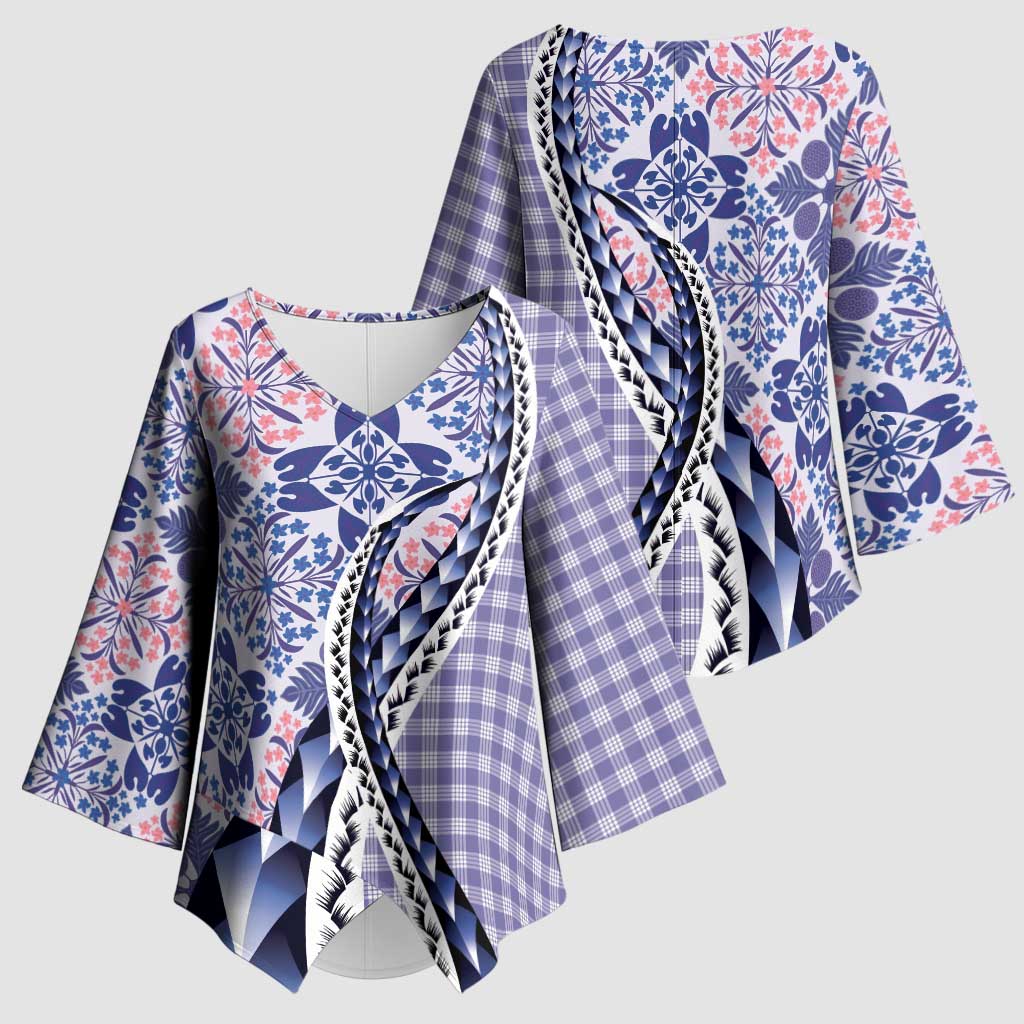 Aloha Vintage Palaka Floral Hawaiian Quilt Kimono Sleeve Blouse Poni Motif - Polynesian Pride