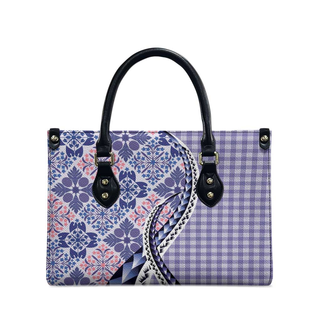 Aloha Vintage Palaka Floral Hawaiian Quilt Leather Bag Poni Motif - Polynesian Pride