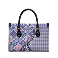 Aloha Vintage Palaka Floral Hawaiian Quilt Leather Bag Poni Motif - Polynesian Pride