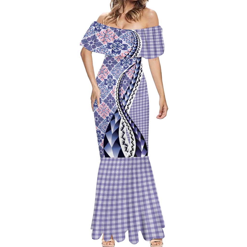 Aloha Vintage Palaka Floral Hawaiian Quilt Mermaid Dress Poni Motif - Polynesian Pride