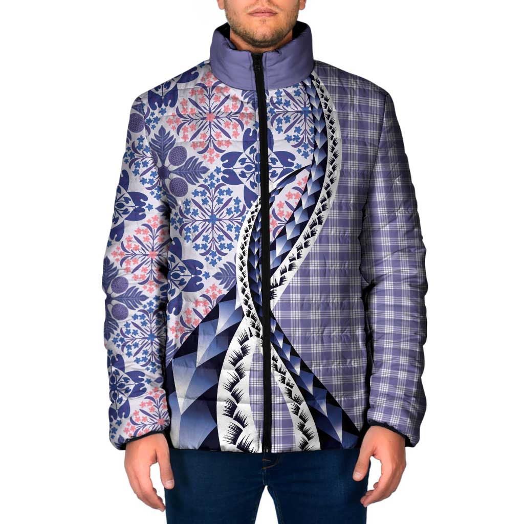 Aloha Vintage Palaka Floral Hawaiian Quilt Padded Jacket Poni Motif - Polynesian Pride