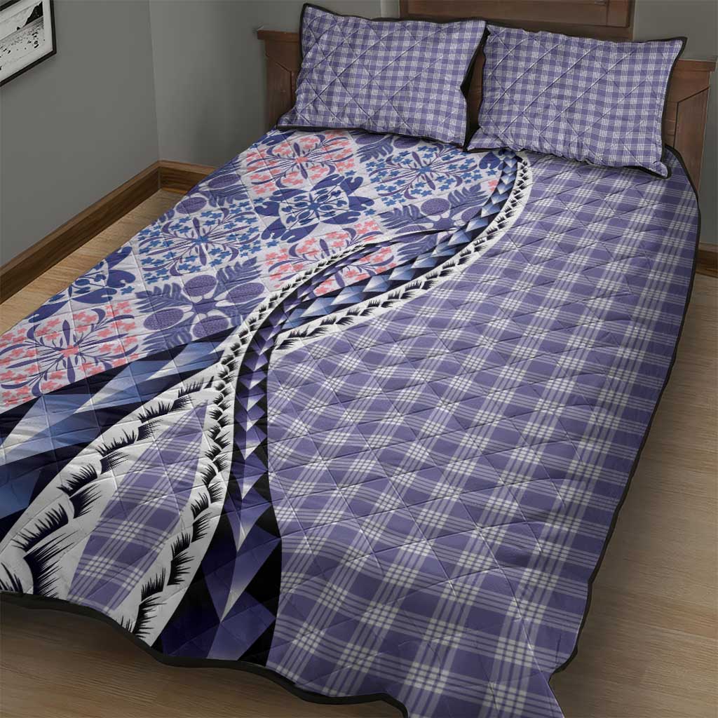 Aloha Vintage Palaka Floral Hawaiian Quilt Quilt Bed Set Poni Motif - Polynesian Pride