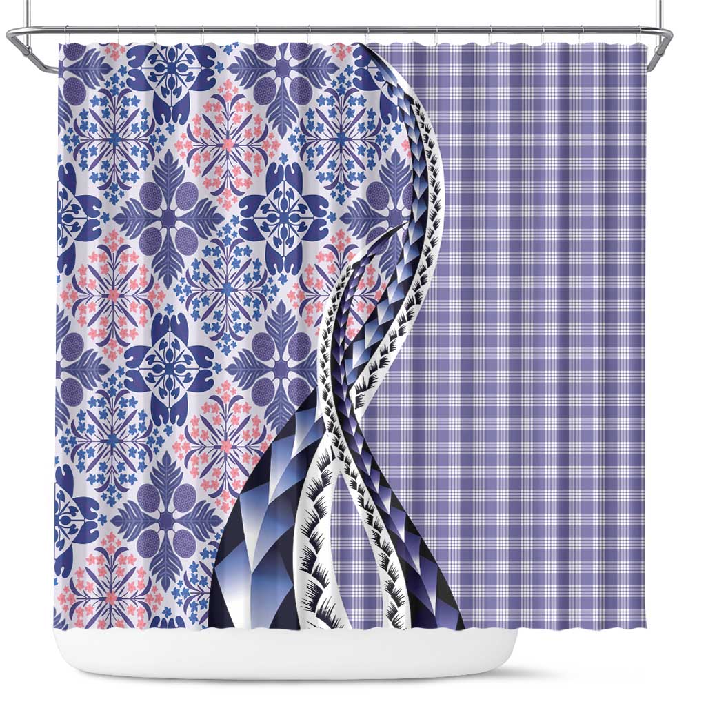 Aloha Vintage Palaka Floral Hawaiian Quilt Shower Curtain Poni Motif - Polynesian Pride