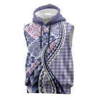 Aloha Vintage Palaka Floral Hawaiian Quilt Sleeveless Hoodie Poni Motif - Polynesian Pride