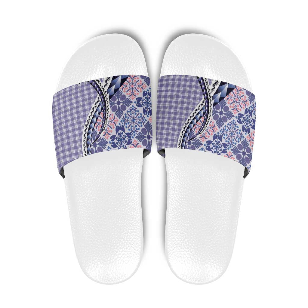 Aloha Vintage Palaka Floral Hawaiian Quilt Slide Sandals Poni Motif - Polynesian Pride