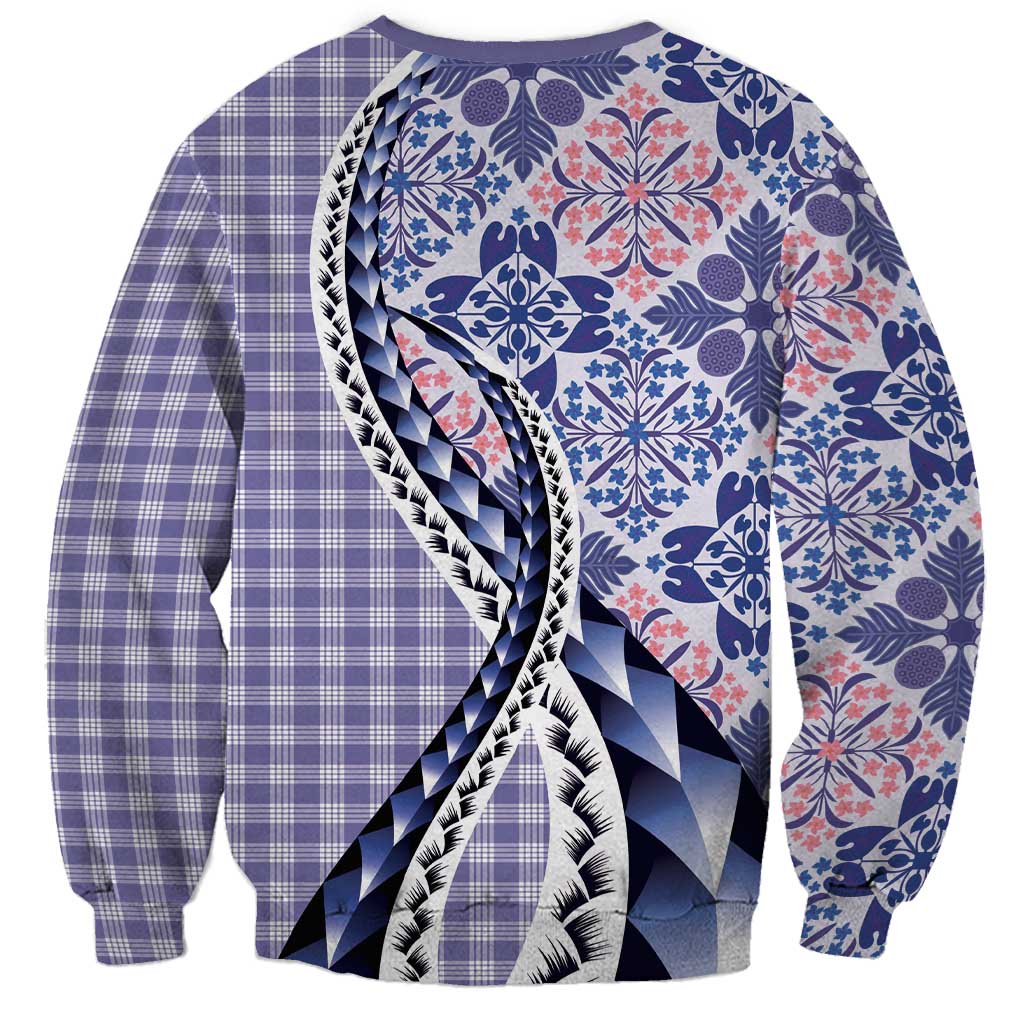 Aloha Vintage Palaka Floral Hawaiian Quilt Sweatshirt Poni Motif - Polynesian Pride