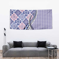 Aloha Vintage Palaka Floral Hawaiian Quilt Tapestry Poni Motif - Polynesian Pride