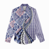 Aloha Vintage Palaka Floral Hawaiian Quilt Women Casual Shirt Poni Motif - Polynesian Pride