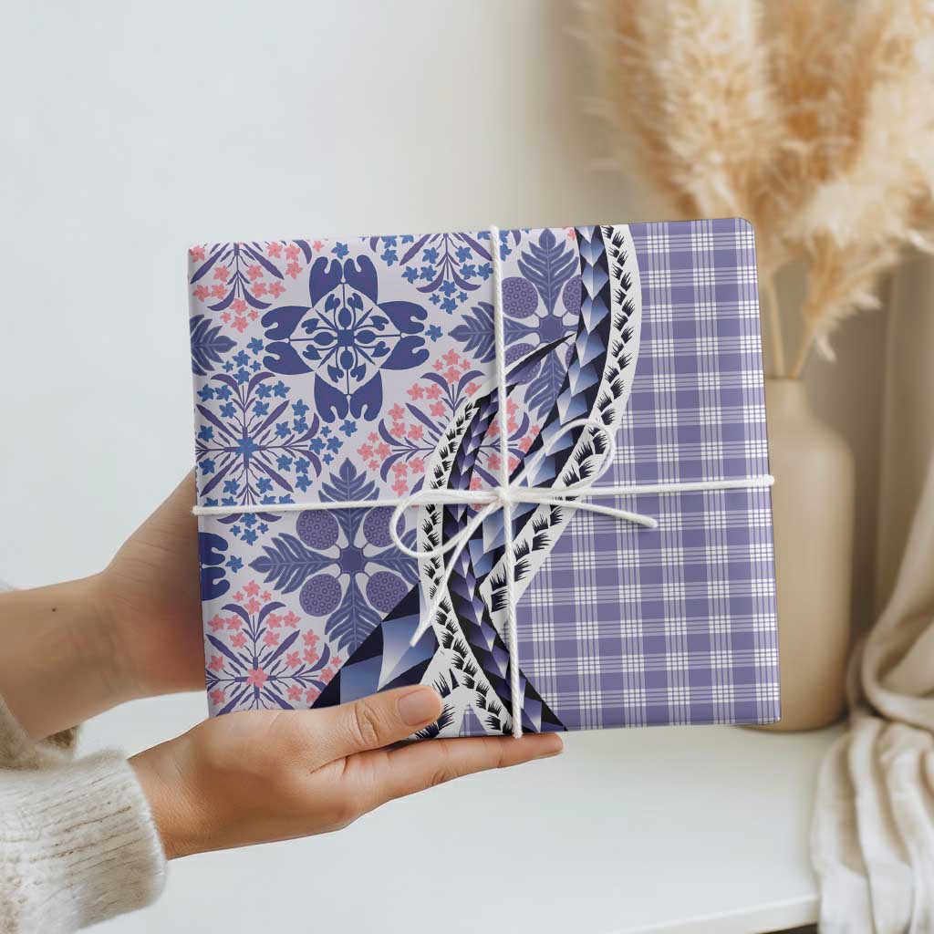 Aloha Vintage Palaka Floral Hawaiian Quilt Wrapping Paper Poni Motif - Polynesian Pride