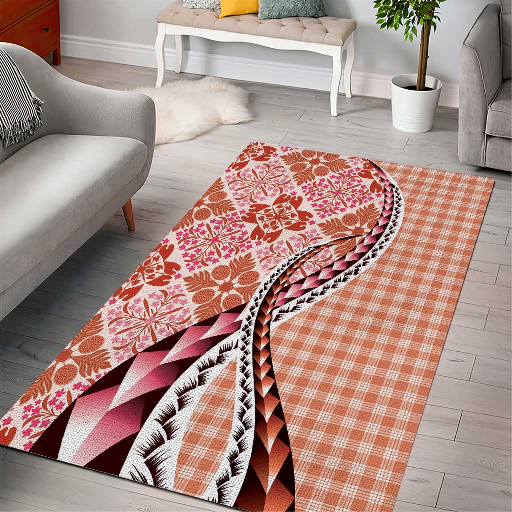 Aloha Vintage Palaka Floral Hawaiian Quilt Area Rug Ulaula Motif - Polynesian Pride