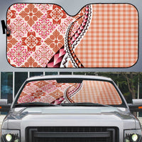 Aloha Vintage Palaka Floral Hawaiian Quilt Auto Sun Shade Ulaula Motif - Polynesian Pride