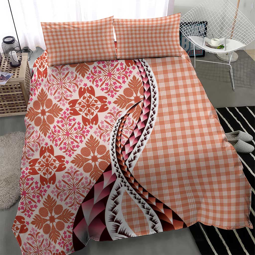 Aloha Vintage Palaka Floral Hawaiian Quilt Bedding Set Ulaula Motif - Polynesian Pride