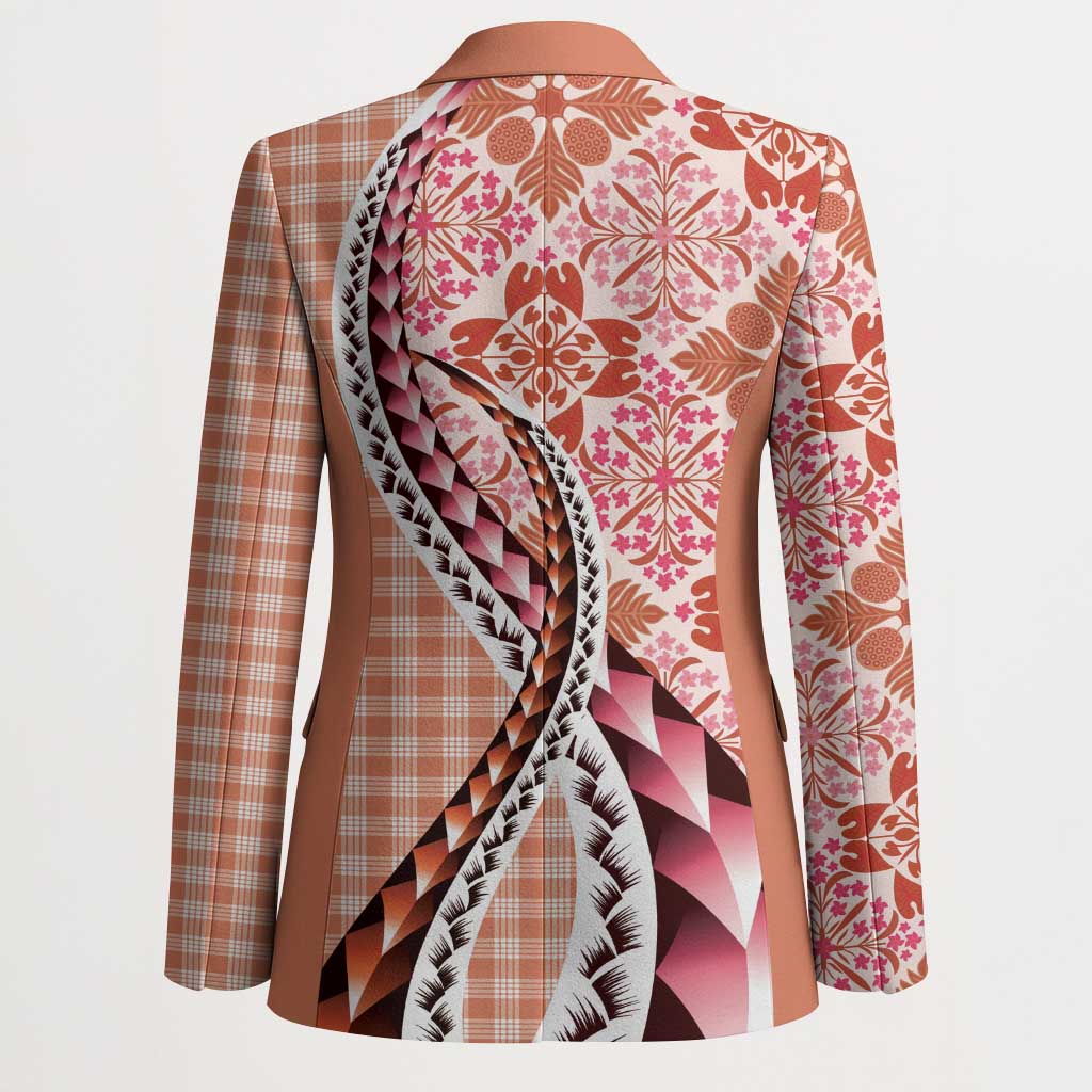 Aloha Vintage Palaka Floral Hawaiian Quilt Blazer Ulaula Motif - Polynesian Pride