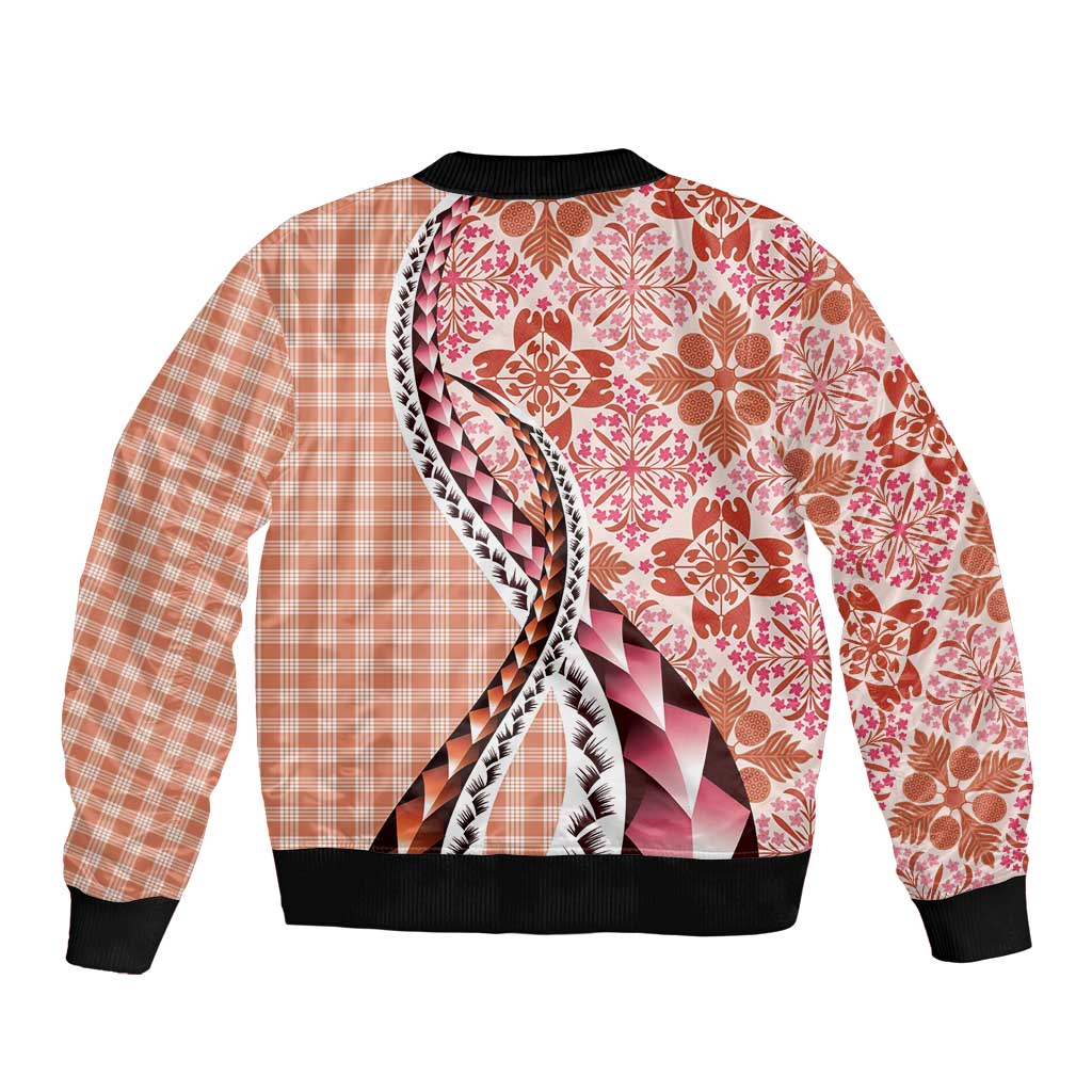 Aloha Vintage Palaka Floral Hawaiian Quilt Bomber Jacket Ulaula Motif - Polynesian Pride