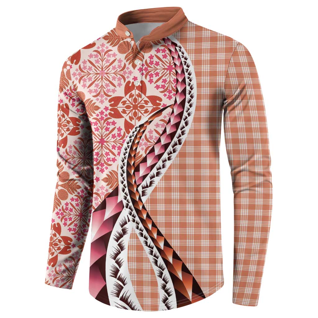 Aloha Vintage Palaka Floral Hawaiian Quilt Button Sweatshirt Ulaula Motif - Polynesian Pride