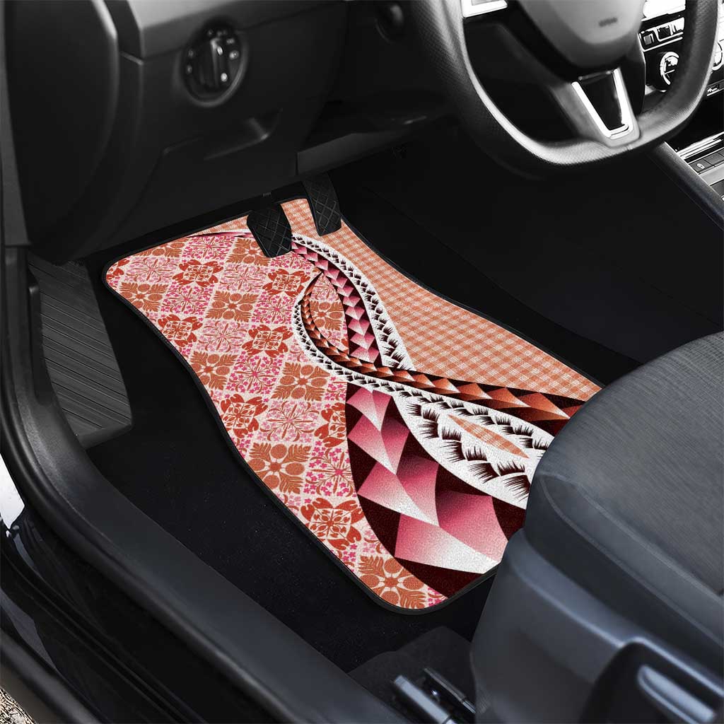 Aloha Vintage Palaka Floral Hawaiian Quilt Car Mats Ulaula Motif - Polynesian Pride