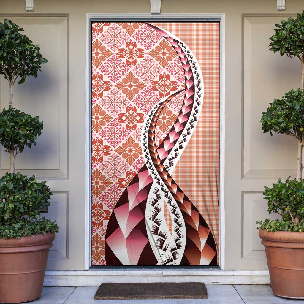 Aloha Vintage Palaka Floral Hawaiian Quilt Door Cover Ulaula Motif - Polynesian Pride