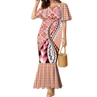 Aloha Vintage Palaka Floral Hawaiian Quilt Family Matching Mermaid Dress and Hawaiian Shirt Ulaula Motif - Polynesian Pride