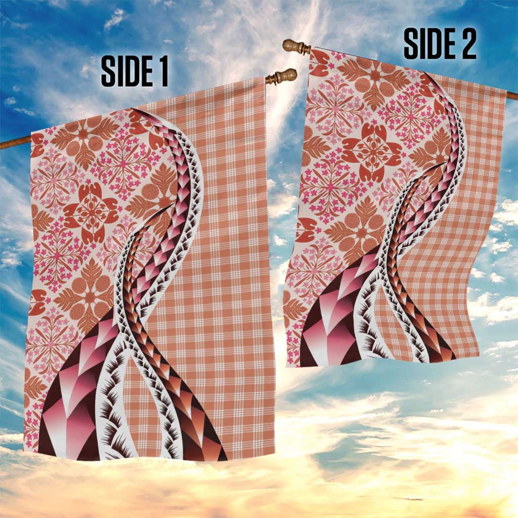 Aloha Vintage Palaka Floral Hawaiian Quilt Garden Flag Ulaula Motif - Polynesian Pride