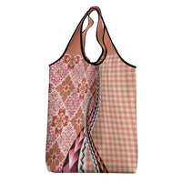 Aloha Vintage Palaka Floral Hawaiian Quilt Grocery Bag Ulaula Motif - Polynesian Pride